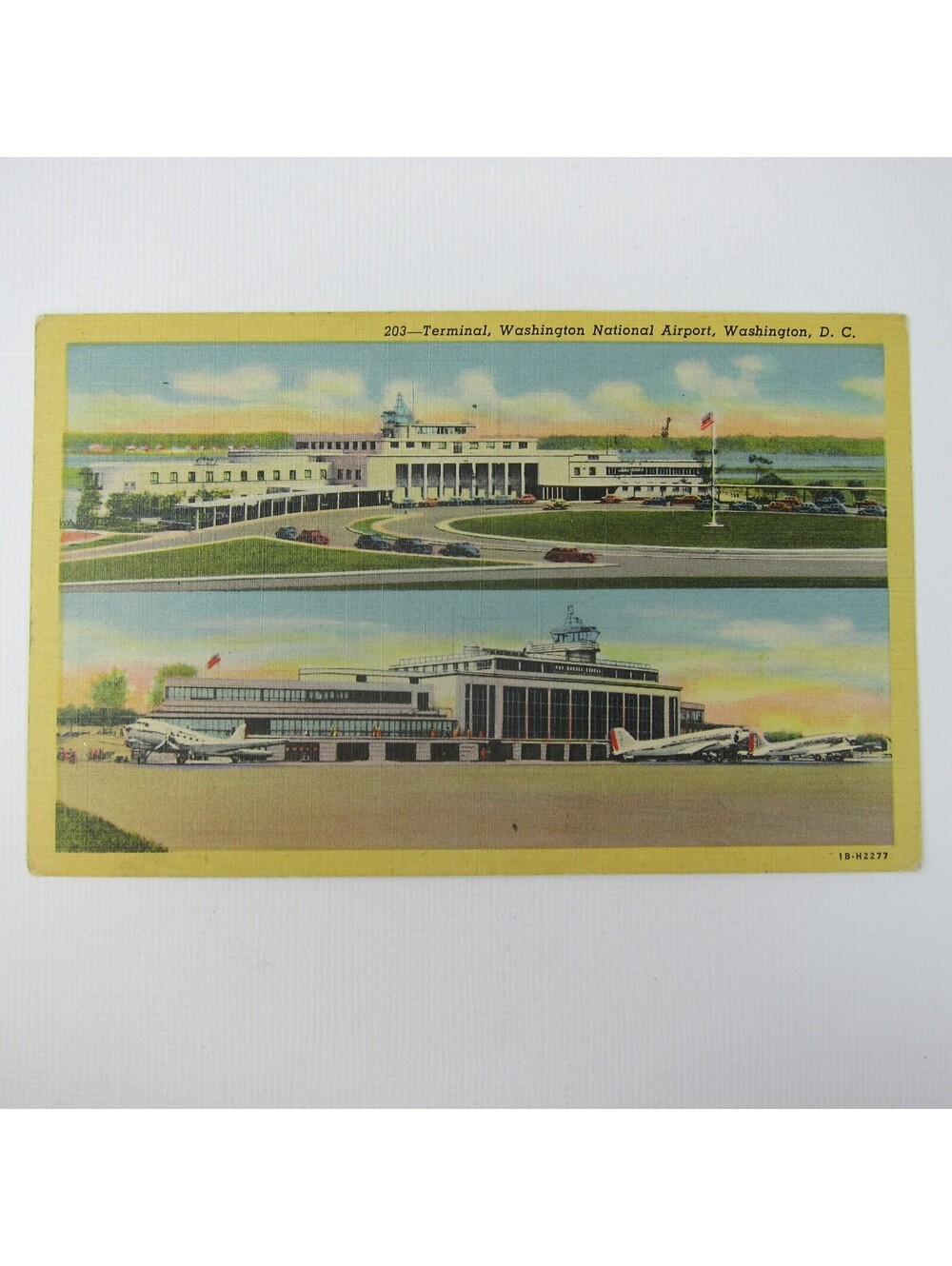 Linen Postcard Washington National Airport Terminal Washington DC Vintage 1948